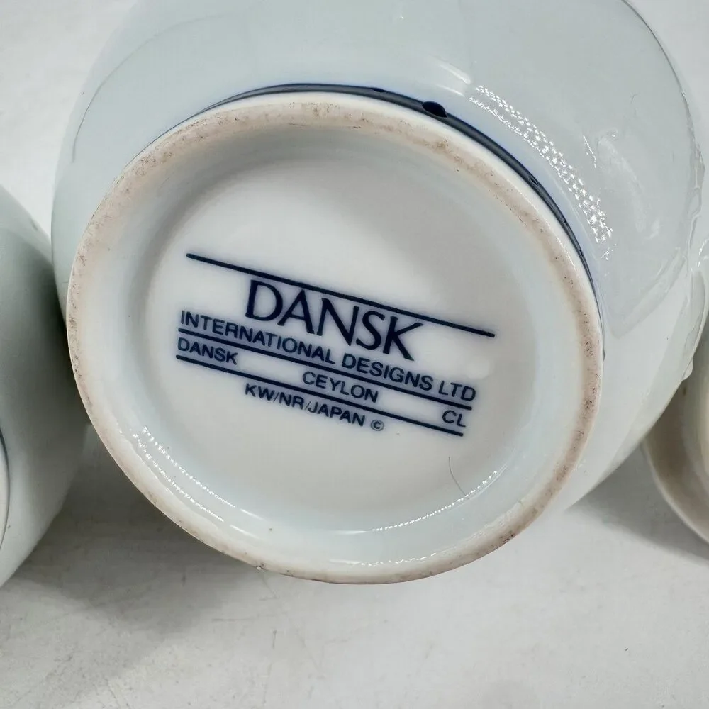 Dansk Ceylon Creamer & Lidded Sugar Bowl Set Blue White Japan